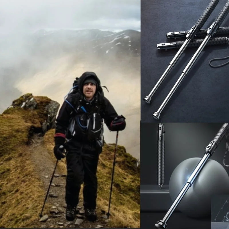 Enhanced Automatic Retractable Trekking Multi-Tool Hiking Stick