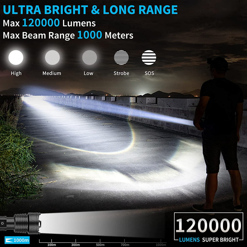 Bright Powerful 120,000 Lumens Flashlight